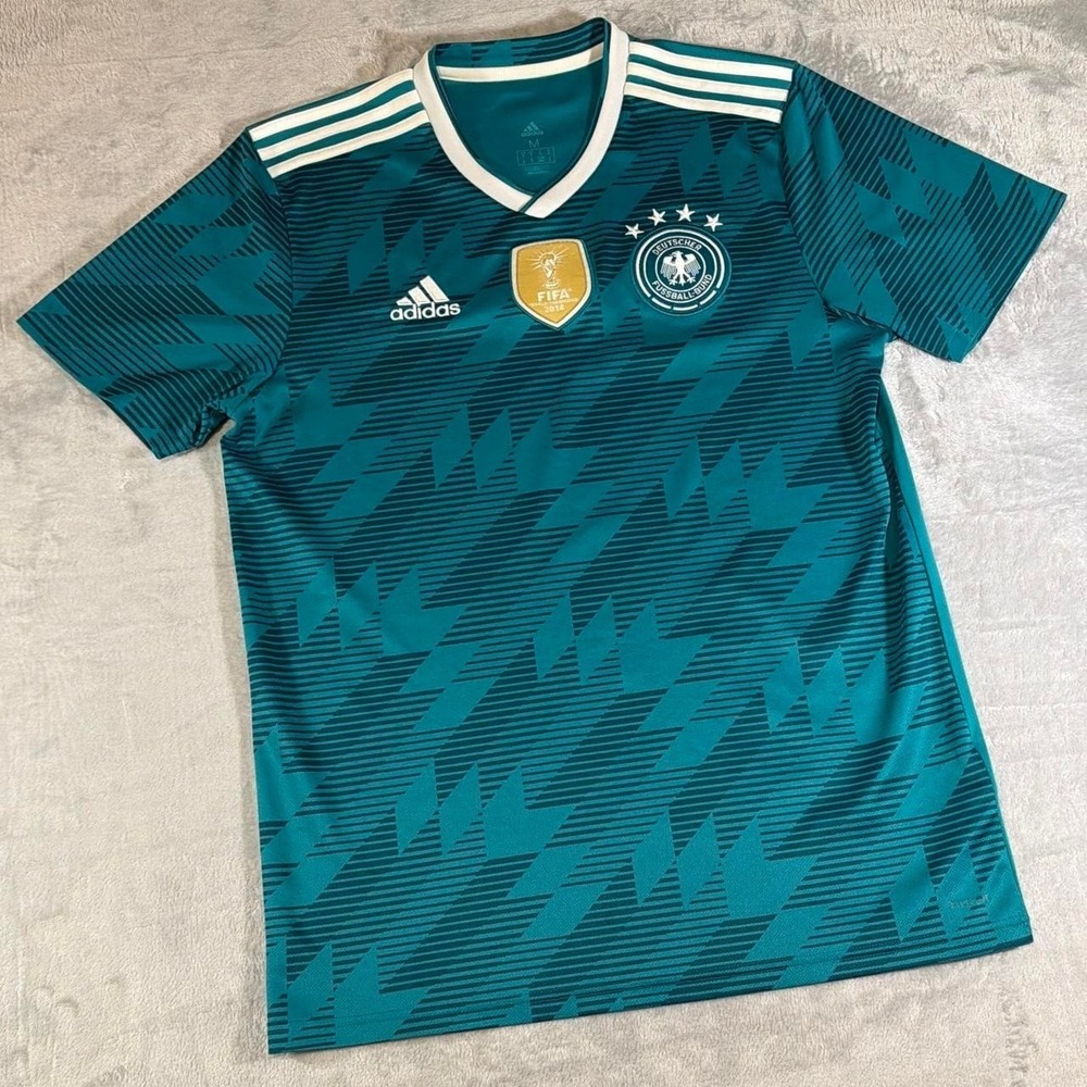Authentic Vintage Adidas Geometric Germany World Cup Away Jersey | Teal | Medium